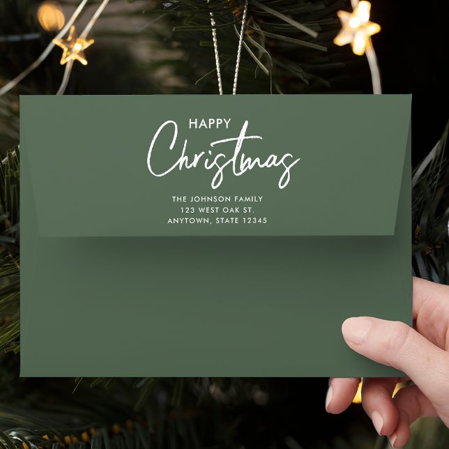 Modern Green Merry Christmas  Envelope (Creator Uploaded)