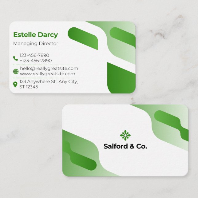 Modern Green Minimal Business Card | Professional  (Front/Back)