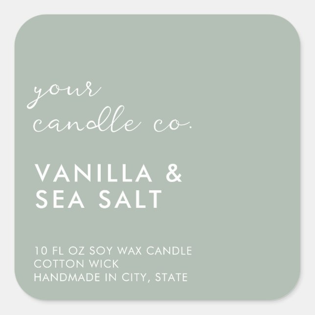 Modern Green Minimalist Candle Label (Front)