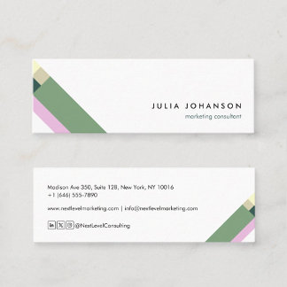 modern green minimalist geometric pattern mini business card