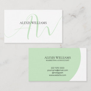 Modern Green Minimalist Script Professional Business Card