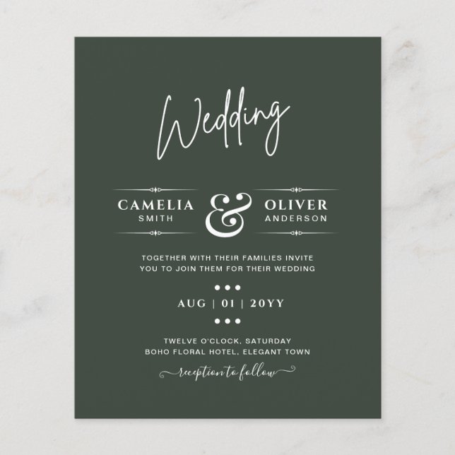 Modern Green Monochrome Wedding (Front)