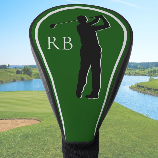 Modern Green Monogram Golf Head Cover For Men (Creator Uploaded)