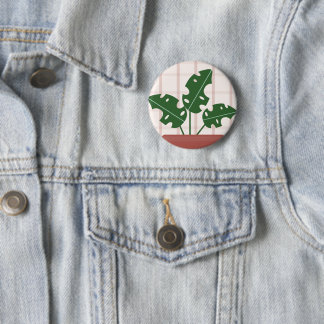 Modern Green Monstera Leaf Plant Birthday Card 6 Cm Round Badge