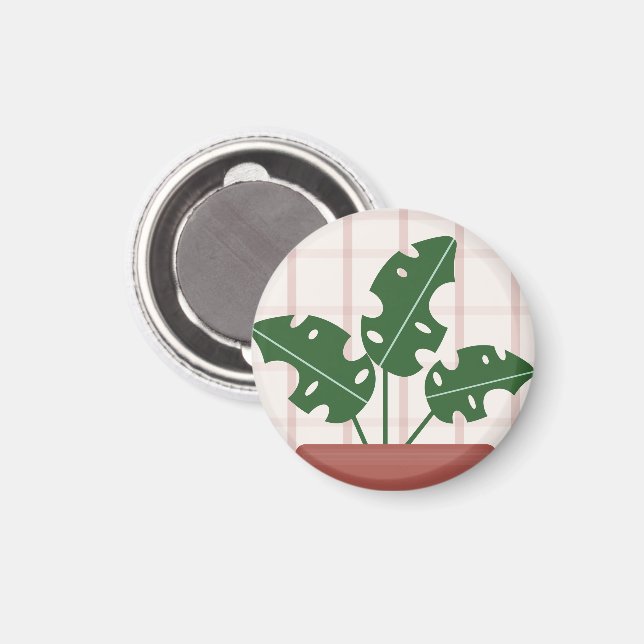 Modern Green Monstera Leaf Plant Birthday Magnet (Front/Back)