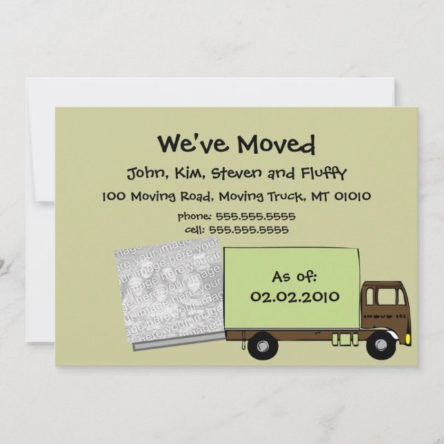 Modern Green Moving Announcement Photo Cards (Front)