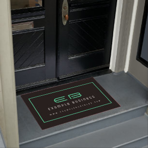 Modern Green Neon Look Company Business Brand Doormat
