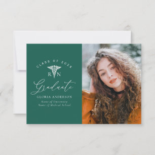 modern green nursing graduation announcement