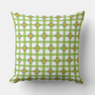 Modern Green Orange Plaid Cushion