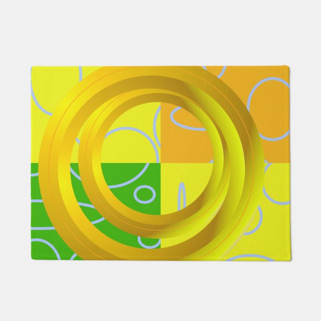 Modern Green Orange Yellow Dartboard Doormat (Front)