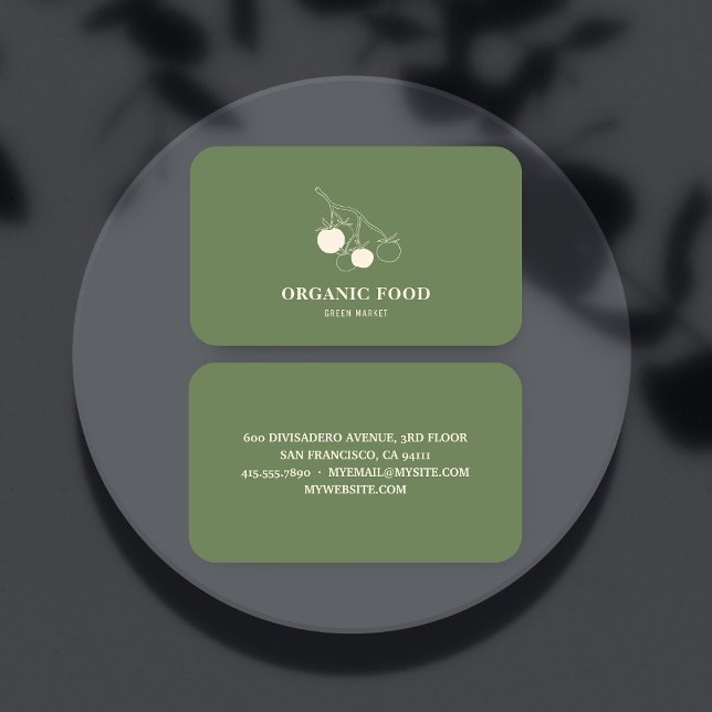 Modern Green Organic Food  Business Card (Creator Uploaded)