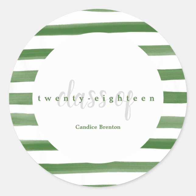 Modern Green Painted Stripes Graduation Stickers (Front)