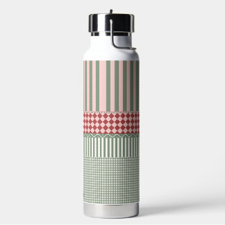 Modern Green Pattern Personalized Water Bottle