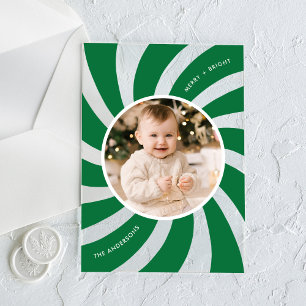 Modern Green Peppermint Swirl Holiday Acrylic Invitations
