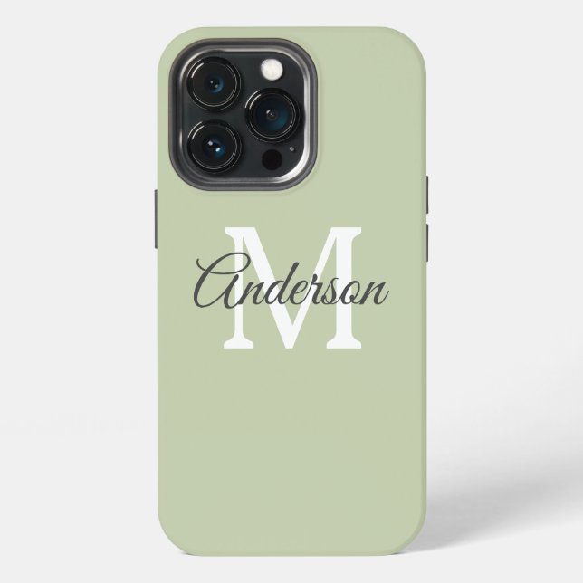 Modern Green | Personal Initial  iPhone Case (Back)