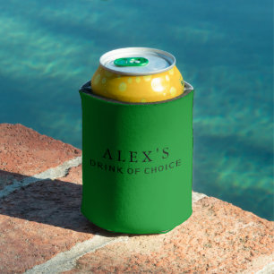 Modern Green Personalised Can Cooler