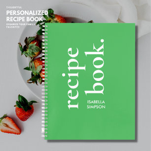 Modern Green Personalized Recipe Book with Name