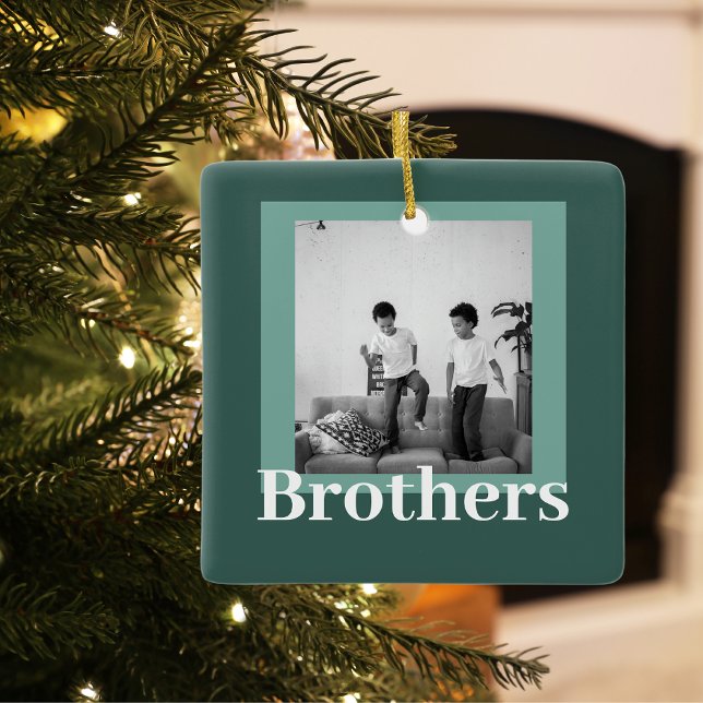 Modern Green | Photo | Brothers Gift  Ceramic Ornament (Creator Uploaded)