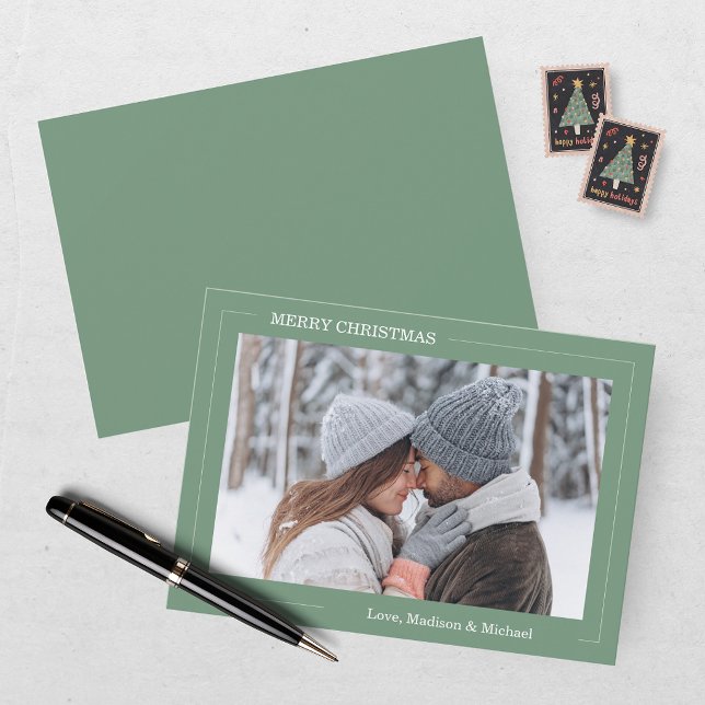 Modern Green Photo Christmas Card (Creator Uploaded)