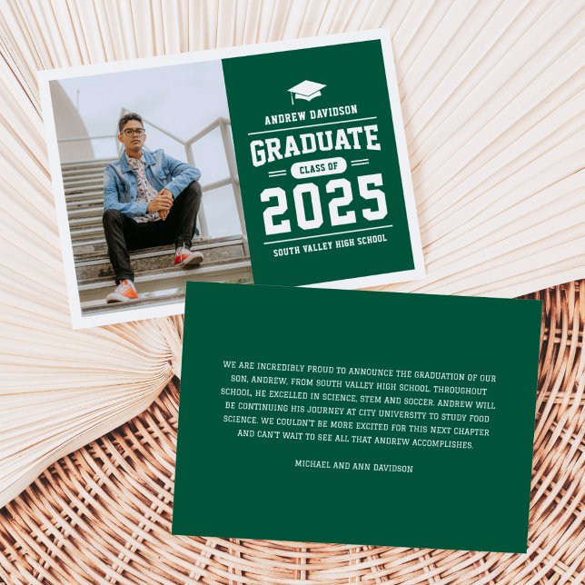 Modern Green Photo Graduation Announcement (Creator Uploaded)