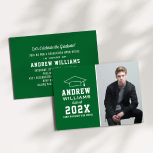 Modern Green Photo Graduation Party Invitation