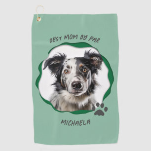 Modern Green Photo Pet Dog Best Mom  Golf Towel