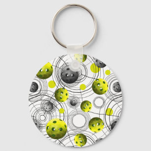 Modern Green Pickleball Key Ring