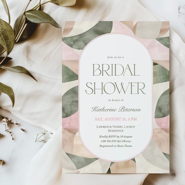 Modern Green & Pink Bridal Shower Invitation (Creator Uploaded)