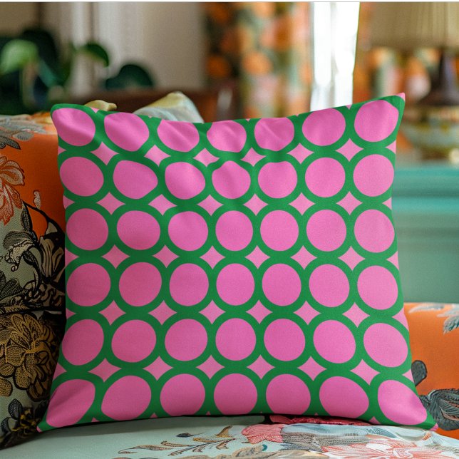 Modern Green & Pink Geometric Abstract Shape Cushion (Creator Uploaded)