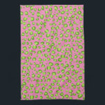 Modern Green Pink Leopard Pattern Animal Print Tea Towel<br><div class="desc">Decorate your kitchen with this cool towel. Makes a great housewarming,  birthday  or wedding gift! 
You can customise it and add text too.
Check my shop for lots more colours and patterns!</div>
