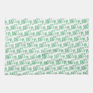 Modern Green Plants Pattern Plant Based Tea Towel