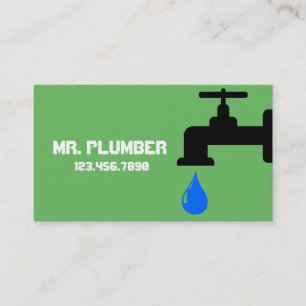 Modern Green Plumbing Plumber Faucet Water Business Card