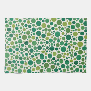 Modern Green Polka Dot Seamless Pattern Tea Towel