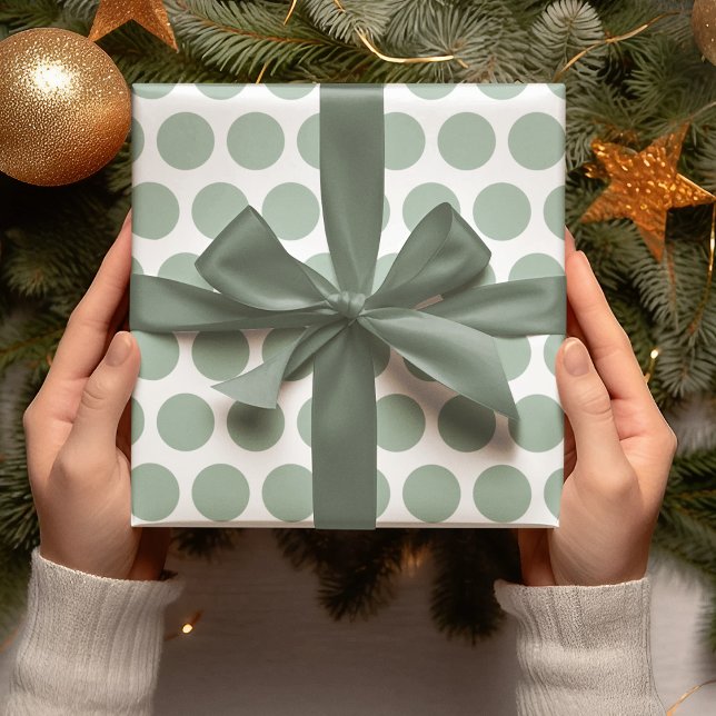 Modern Green Polka Dots Christmas Wrapping Paper (Creator Uploaded)