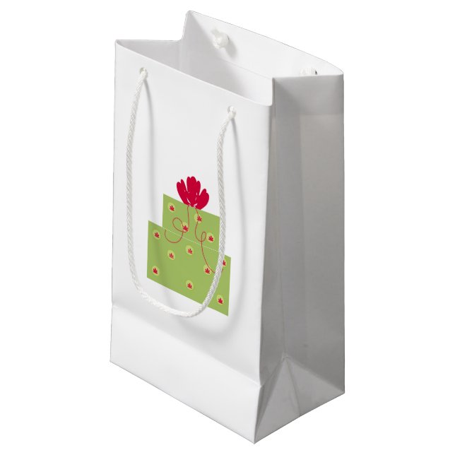 Modern Green Present Small Gift Bag (Front Angled)