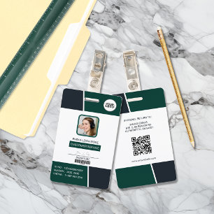 Modern Green Professional Employee Photo ID Badge