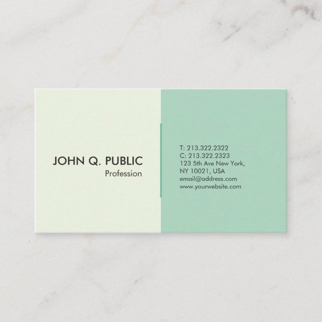 Modern Green Professional Simple Elegant Business Card (Front)