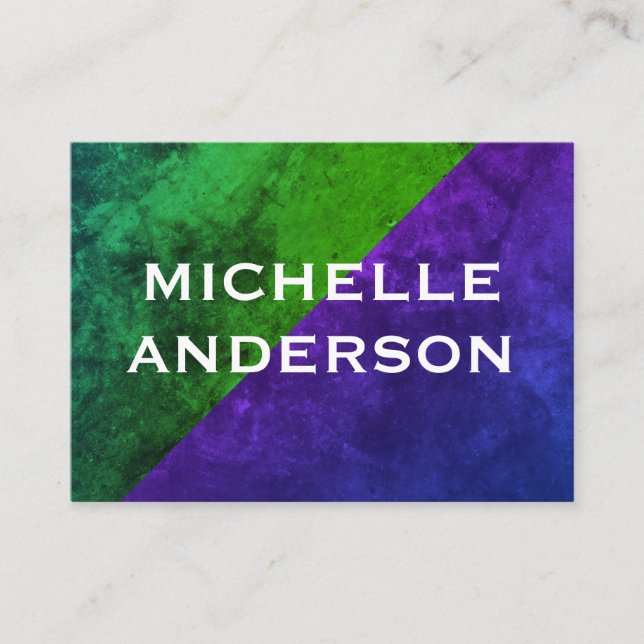 Modern Green Purple Colour Blocks Business Card (Front)