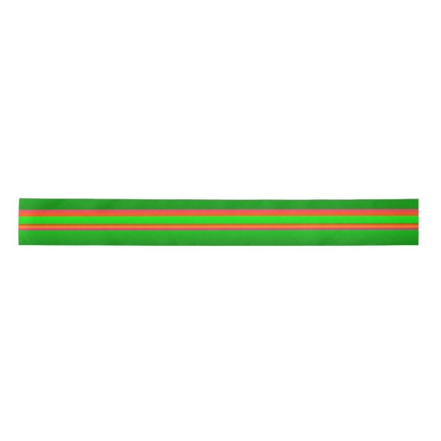 Modern green red Christmas striped pattern Satin Ribbon (Front)