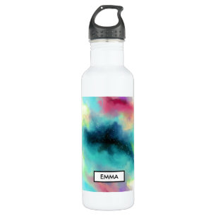 Modern Green & Red Space Nebula Watercolor 710 Ml Water Bottle