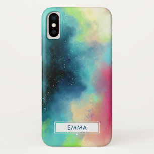 Modern Green & Red Space Nebula Watercolor Case-Mate iPhone Case