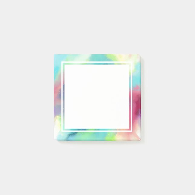 Modern Green & Red Space Nebula Watercolor Post-it Notes (Front)