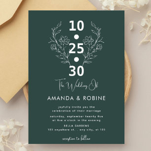 Modern Green Sage Flower Wedding Invitation
