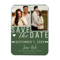 Modern Green Save the Date 2 Photo Wedding