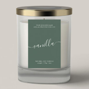 Modern green script candle product label