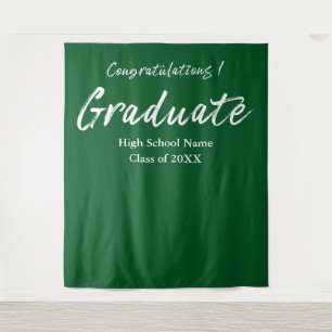 Modern Green Script Congratulations Graduate  Tapestry
