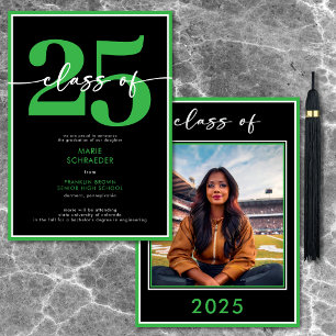 Modern Green Script Graduation Announcement