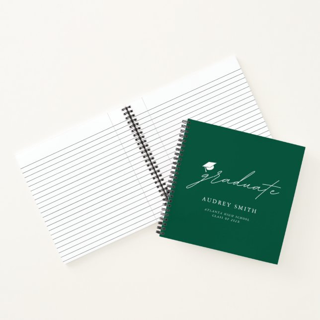 Modern Green Script Graduation Party Guest Book (Inside)