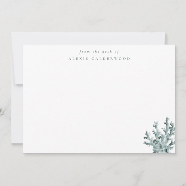 Modern Green Sea Coral Personalised Card (Front)