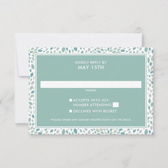 Modern Green Seaside Abstract Floral Wedding RSVP Card (Front)